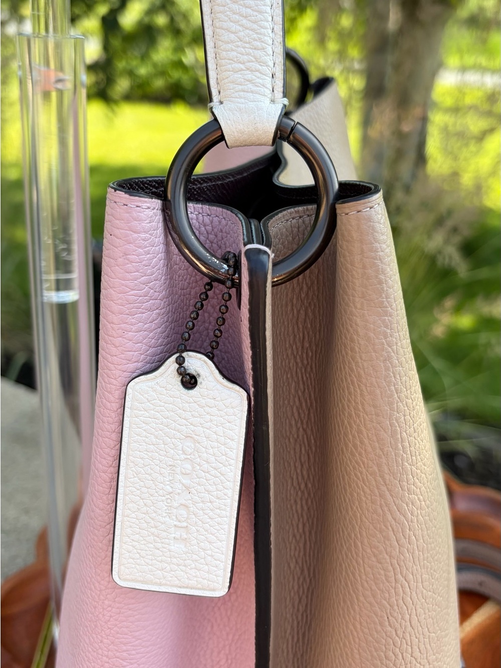 Coach Charlie Bucket Bag Tote Colorblock Pebble Leather Like New - Picture 5 of 17